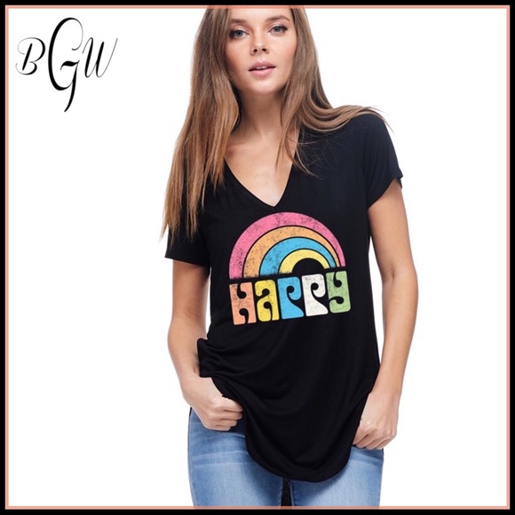 🌺🆕Happy Rainbow Graphic Tee - Picture 2 of 4